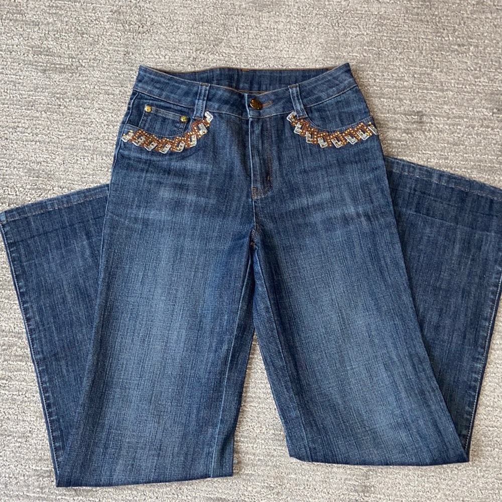 Y2K Bejeweled Midrise Flare Jeans